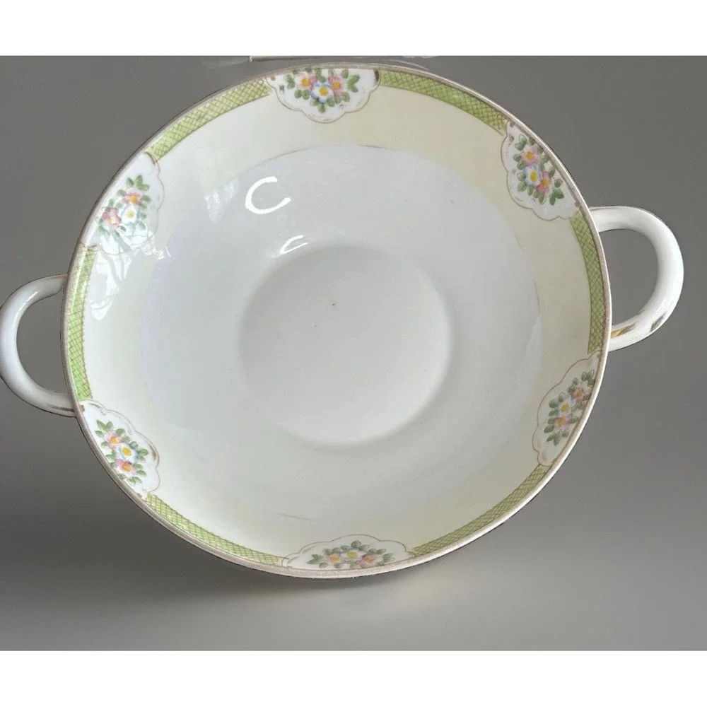 Antique Hand Painted Nippon Serving China bowl floral 9